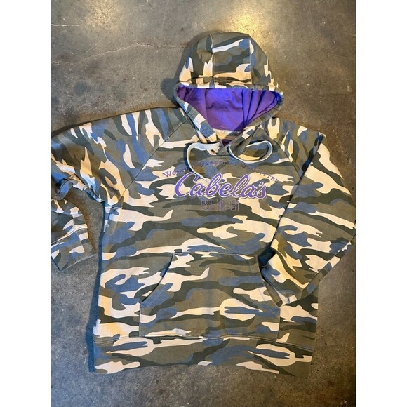 Cabela's Other - Cabela’s Camo Hoodie XL Pullover Sweatshirt Purple Lined Outdoor